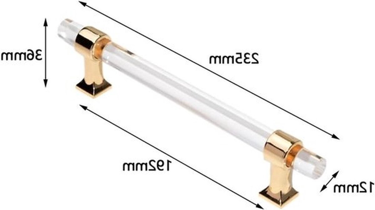 Duidelijke Acryl Kastgrepen voor Keukenlades en Deuren - 192mm Gaatjesafstand, Gouden Afwerking, Modern Design