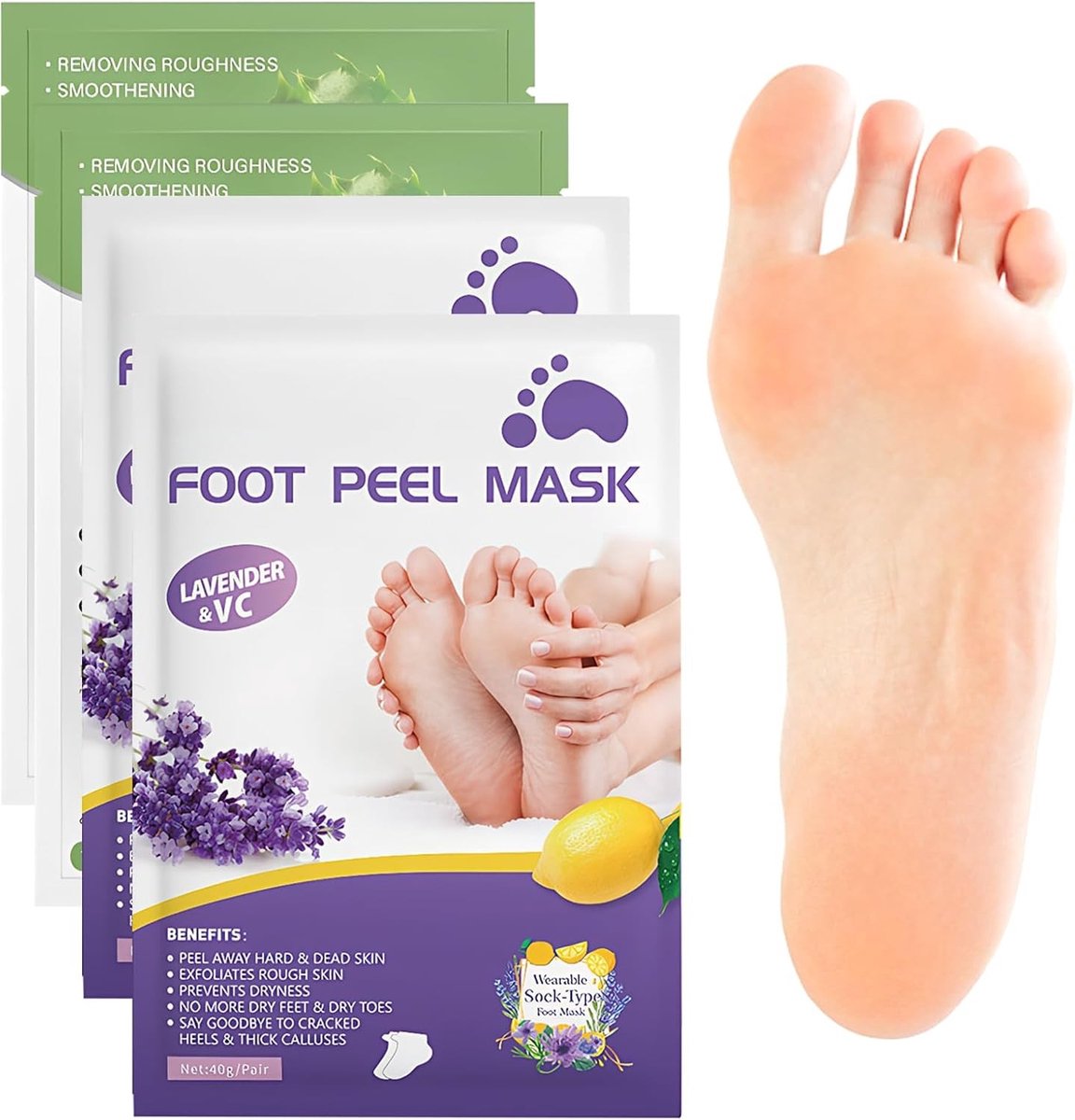Voetmaskers voor Eeltverwijdering, Hydraterende Peelingsokken met Aloe Vera en Lavendel voor Thuisverzorging van Voeten