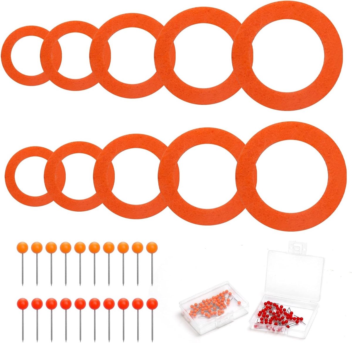 Set van 10 Oefenringen voor Darten in Oranje met 100 Speldnaalden, Dart Accessoires voor Beginners, Training, Bescherming en Verbetering van Dartvaardigheden
