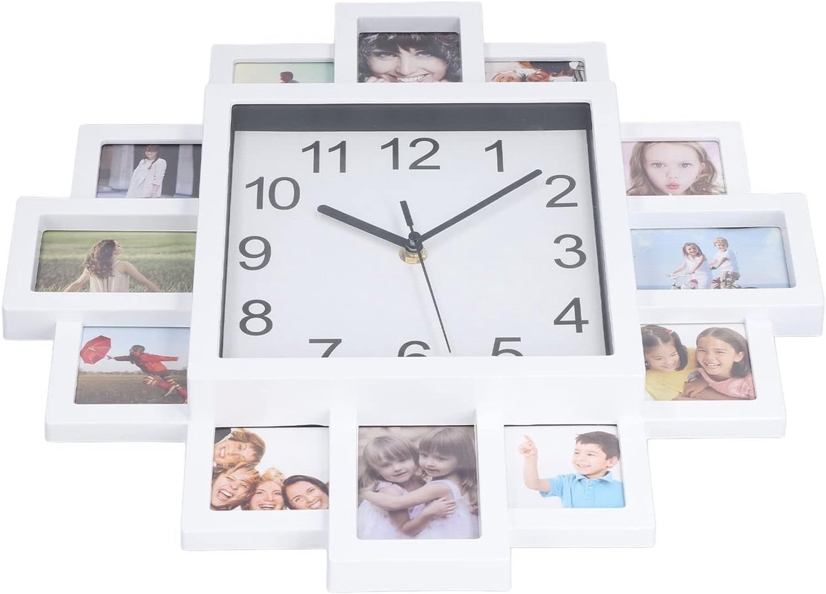 Witte Fotolijst Muurklok van 390mm - DIY Meerkleurige Fotoklok voor Thuisdecoratie en Persoonlijke Herinneringen