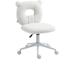 HOMCOM-Bürostuhl-Polyester, Stahl-50L x 56B x 80-90H cm-Weiß