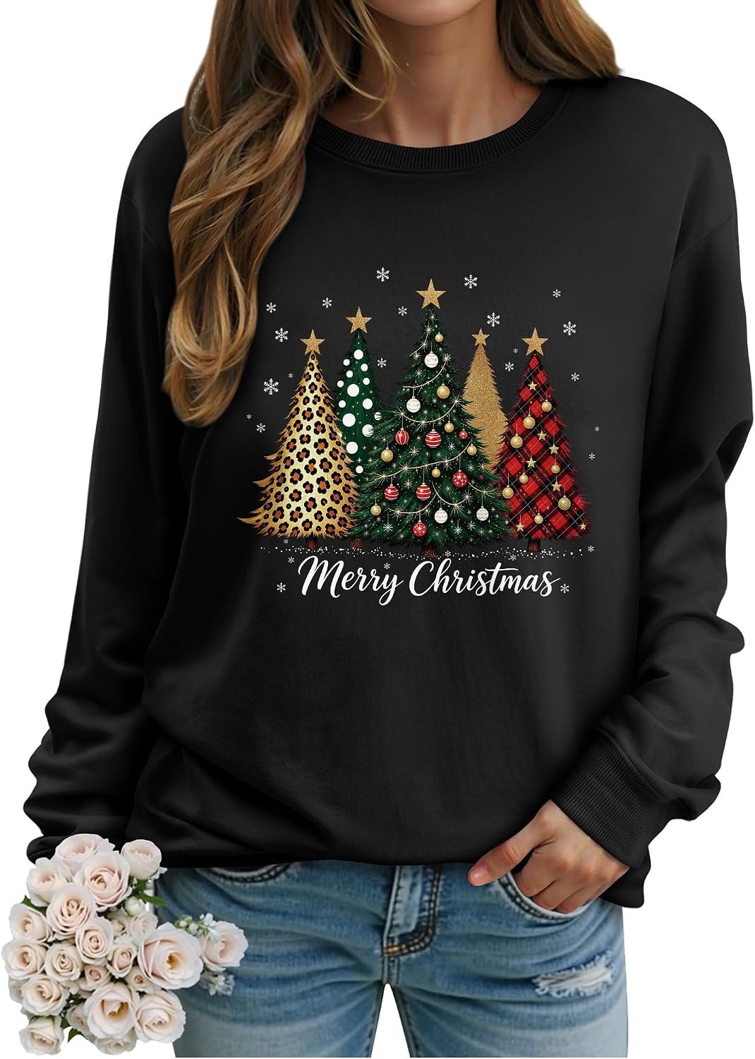 Kersttrui met print "Merry Christmas
