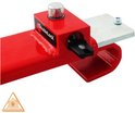Rood DoubleLock containerslot met sleutel en SCM-goedgekeurd oranje driehoekslogo.