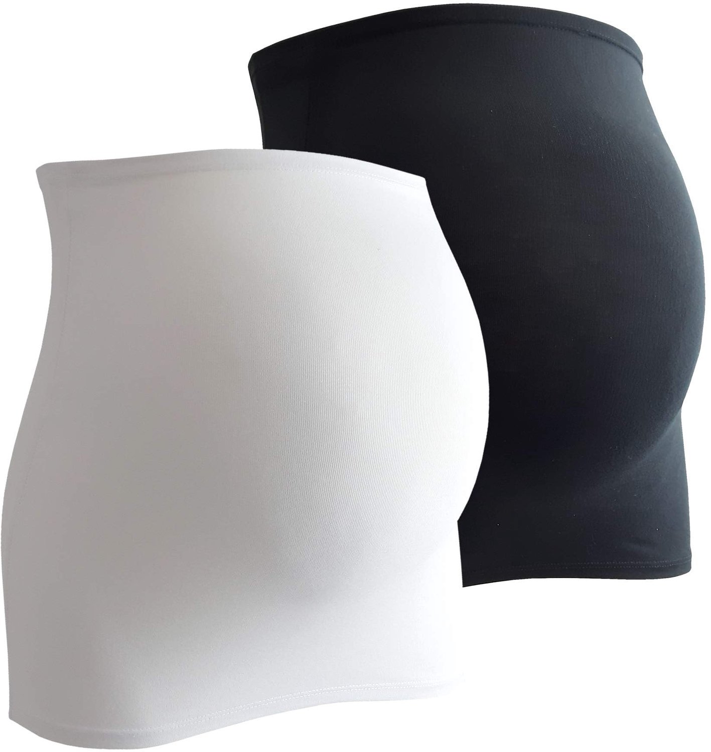 Mamaband buikband in duopak – rugwarmer en shirtverlenger voor zwangerschap in basiskleur wit/zwart – maat M/L - zachte viscose elastane stof