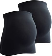 Mamaband buikband in duopak – rugwarmer en shirtverlenger voor zwangerschap in basiskleur zwart – maat M/L - zachte viscose elastane stof
