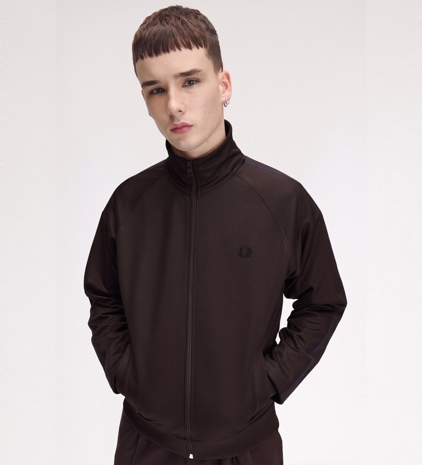 Fred Perry Trainingsjack met contrasterend sportief bandje in Bruin
