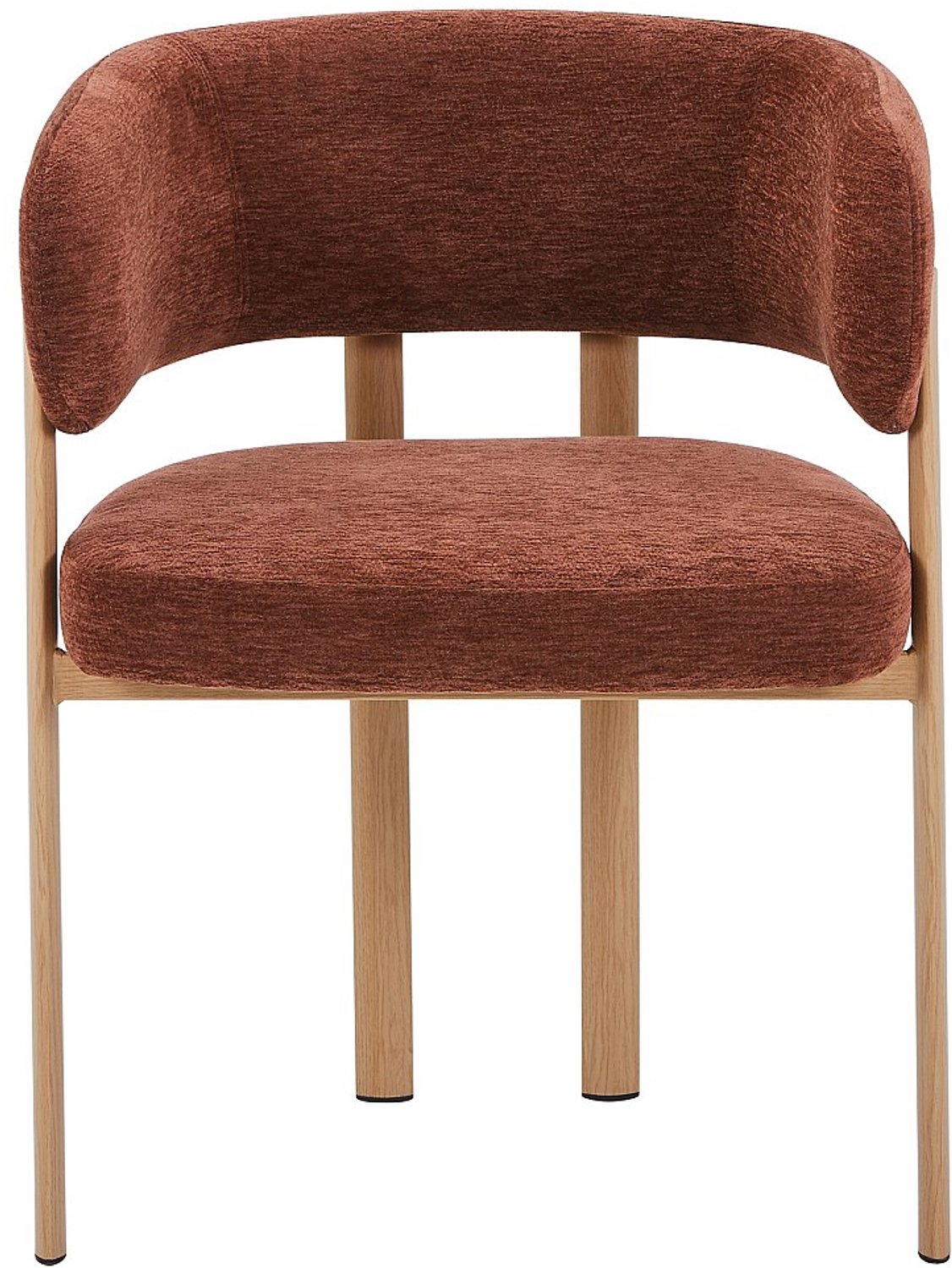 Vente-unique Set van 2 stoelen in getextureerde stof en metaal met houtlook - Bruin en licht natuurlijk - CIBARO