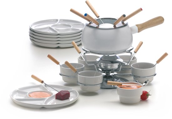 Fonduset Excelsa Geëmailleerd 28-delig Staal Wit 32,5x38,5x21,5 cm — afbeelding 2