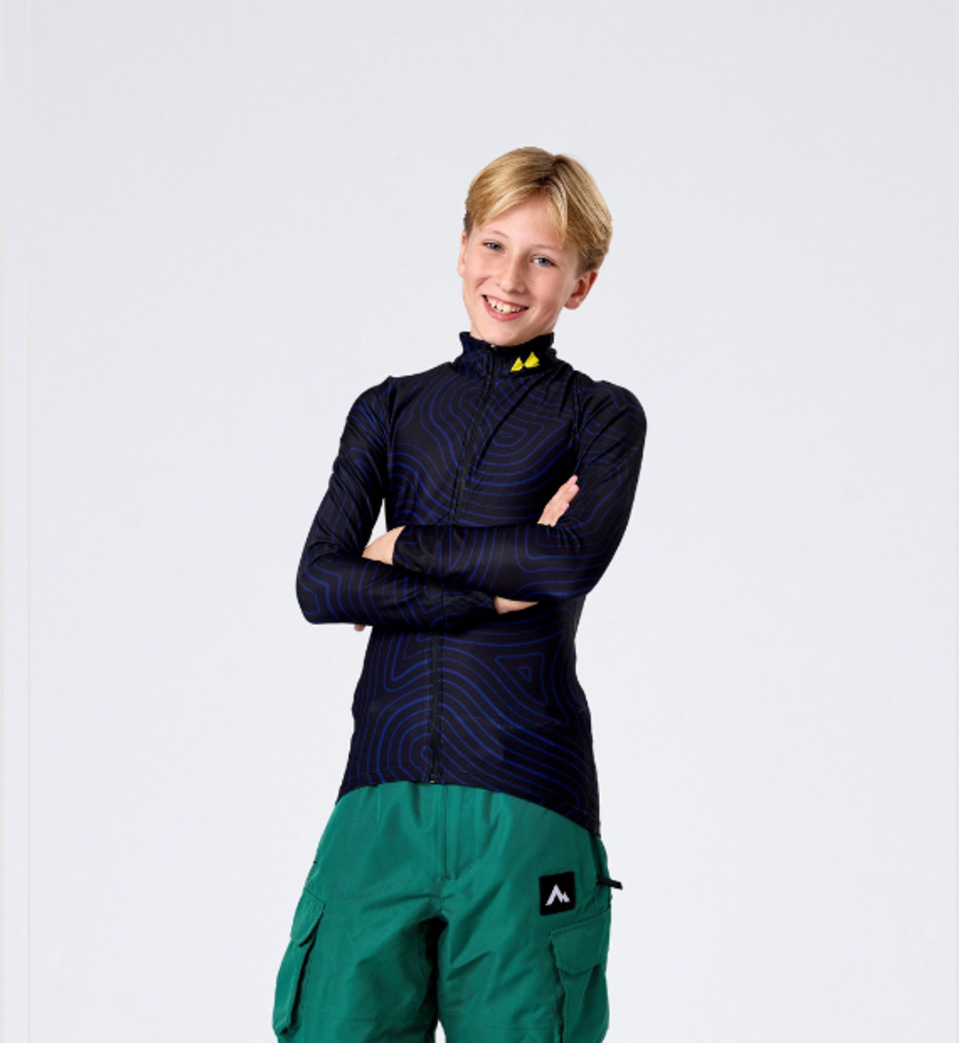 Mountain Hero Rugbeschermer Wintersport Kids - Uitwisselbare Beschermingspad - Blue Echo - Maat 140