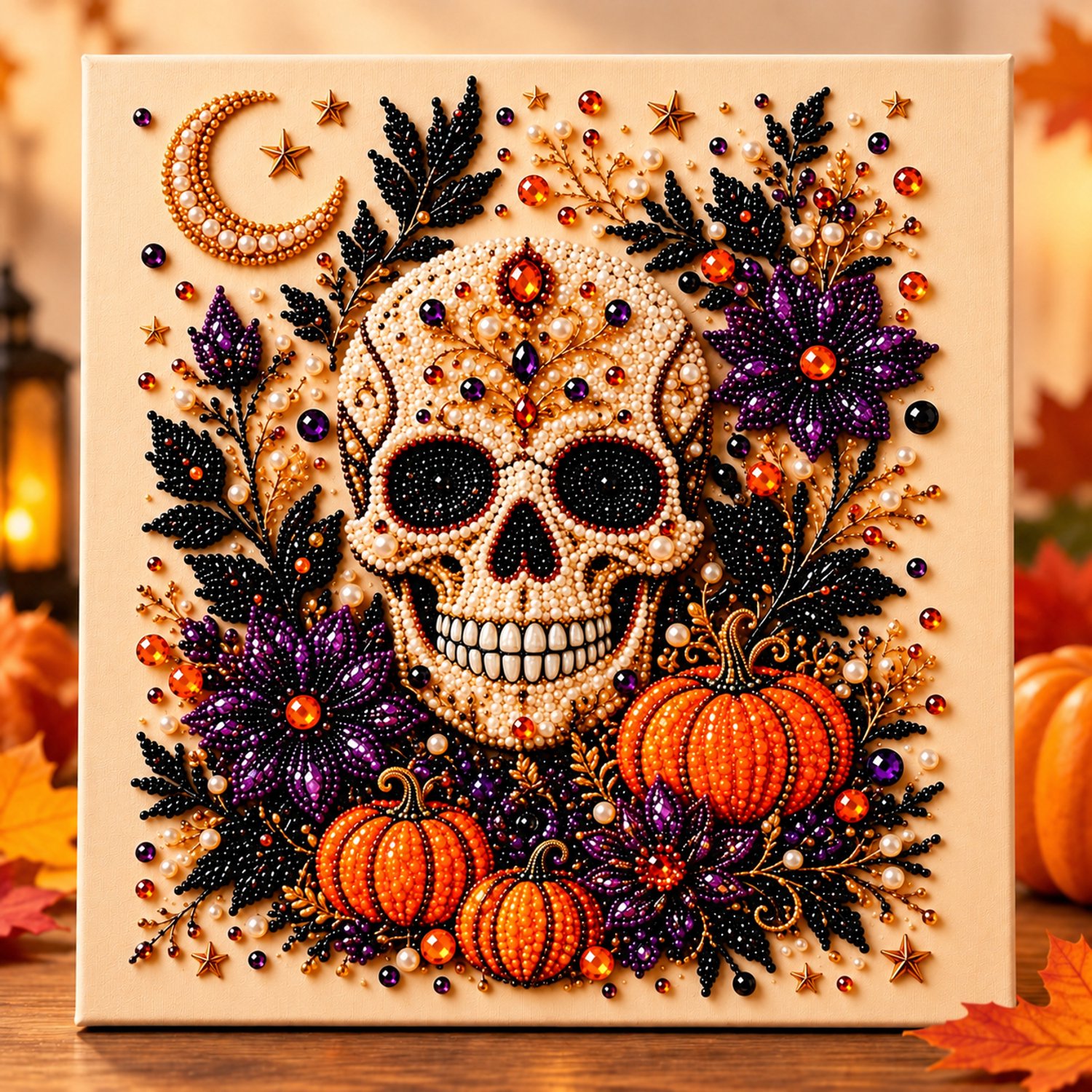 PulseOne Halloween Skelet Diamond Painting - DIY Knutselpakket voor Volwassenen - Skeletmotief - Creatieve Hobby - Herfstdecoratie