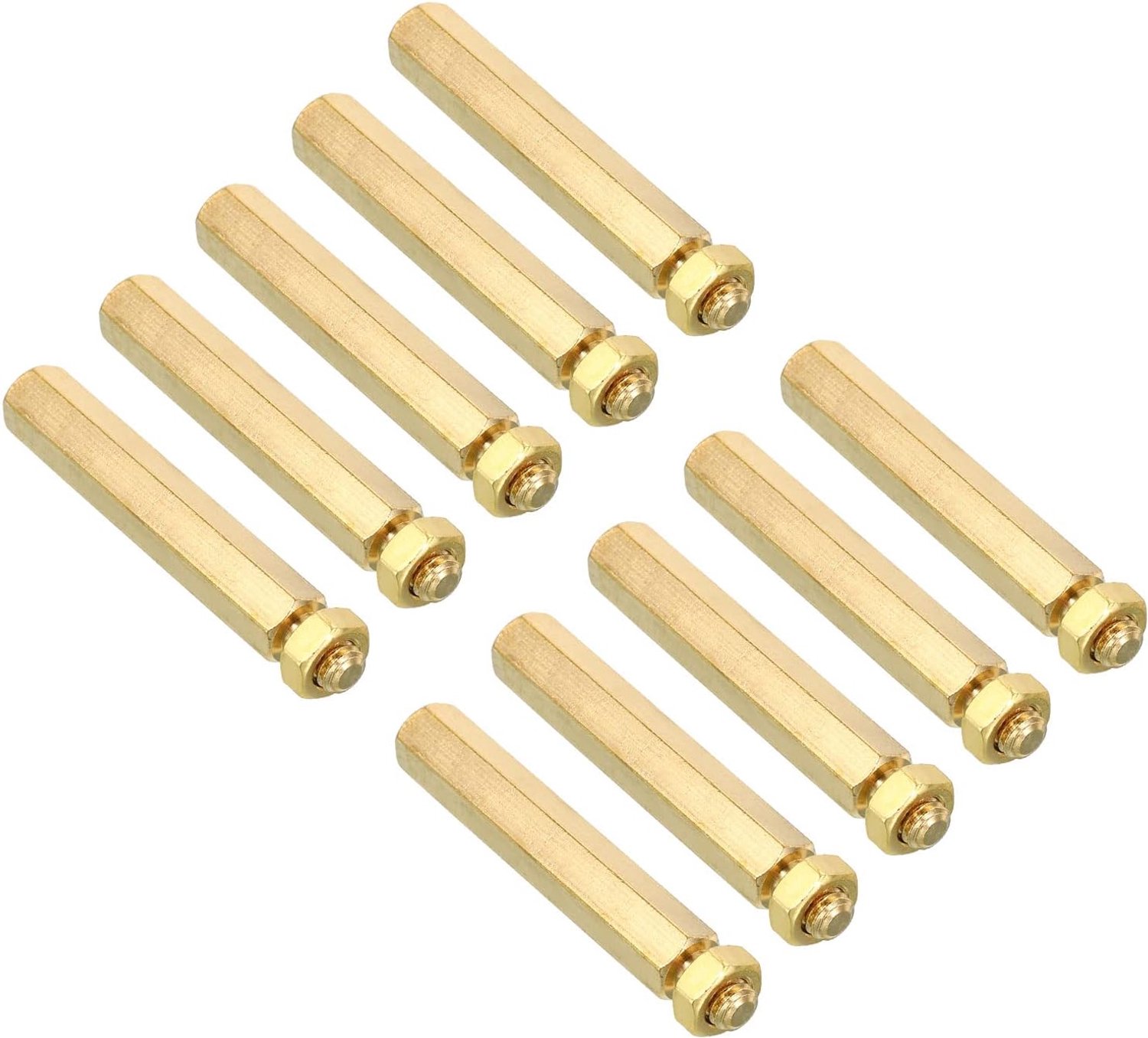 Afstandsschroeven 40mm+6mm - messing zeskantig - 20 stuks - ideaal voor elektronica - m-winkel