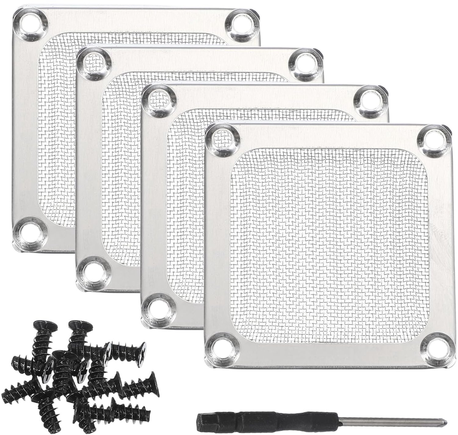 Ventilatorfilterrooster 60 mm - ultrafijn aluminium - stofbescherming - voor pc-koeling (4 stuks) - Vemera