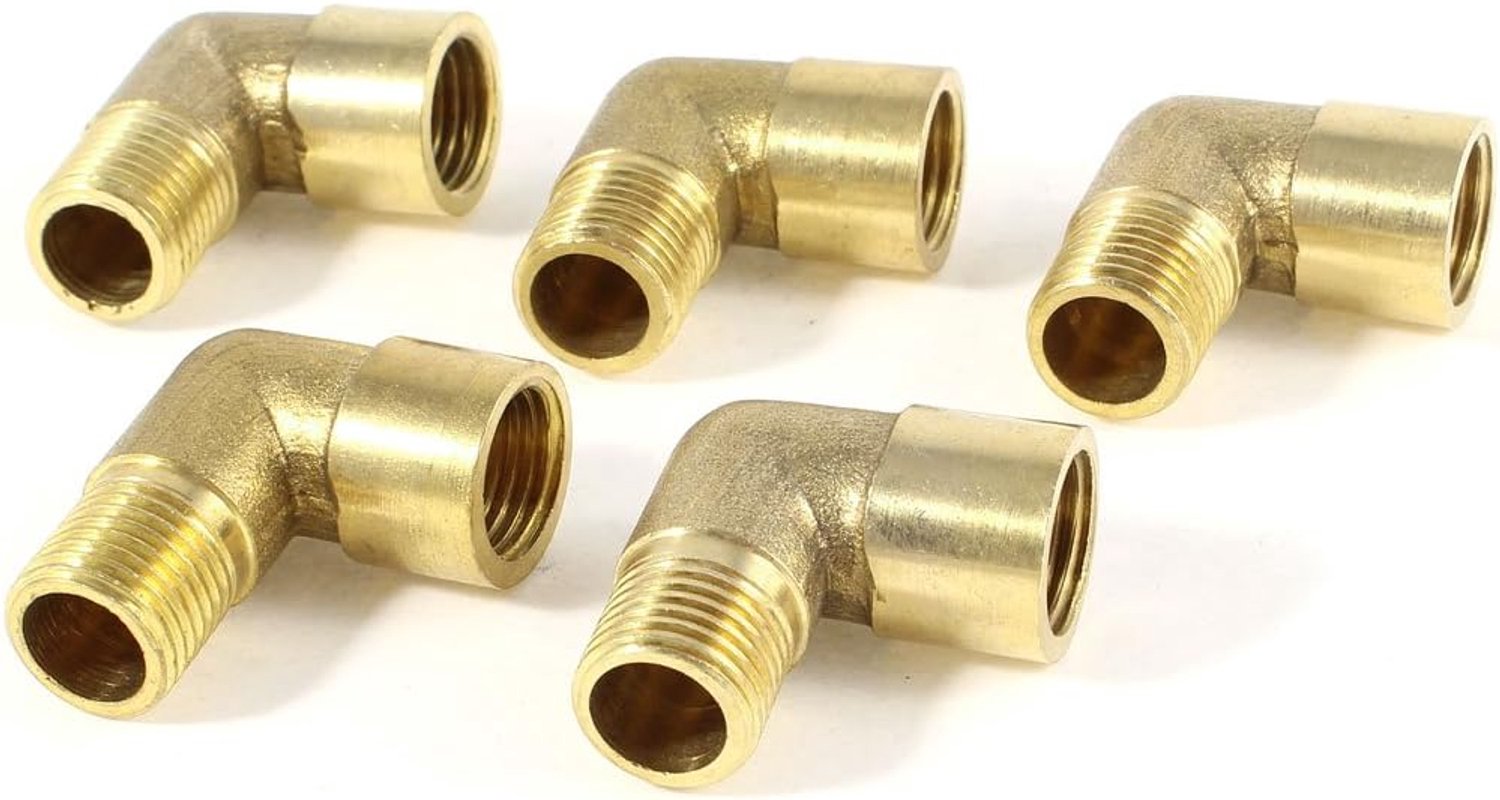 Messing 90 graden elleboog 1/4 inch PT - Mannelijke naar vrouwelijke draad - Pijp montage koppeling - 5 stuks - m-winkel