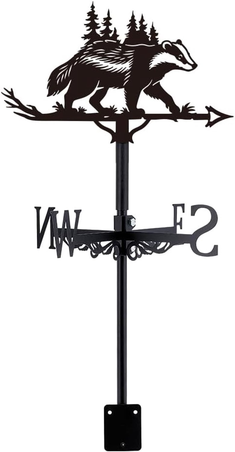 Windwijzer 28,7x21,7 cm - ijzeren dassenvorm - zwart mat metaal - decoratieve tuinindicator - Vemera