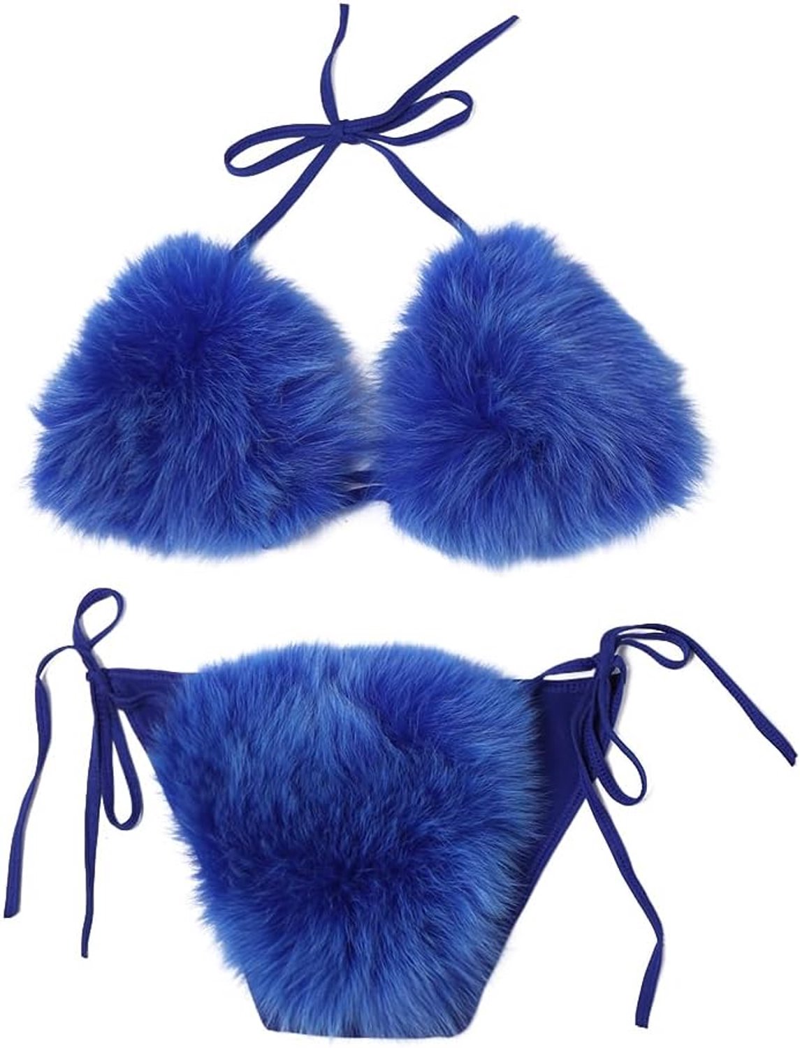Bikini met pluizige kunststof vacht