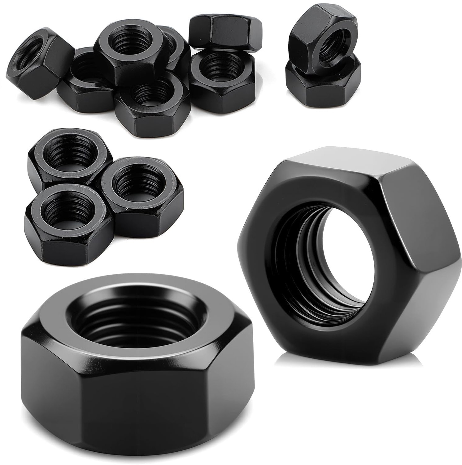 30 Stuks Zwarte Zeskantmoeren M6