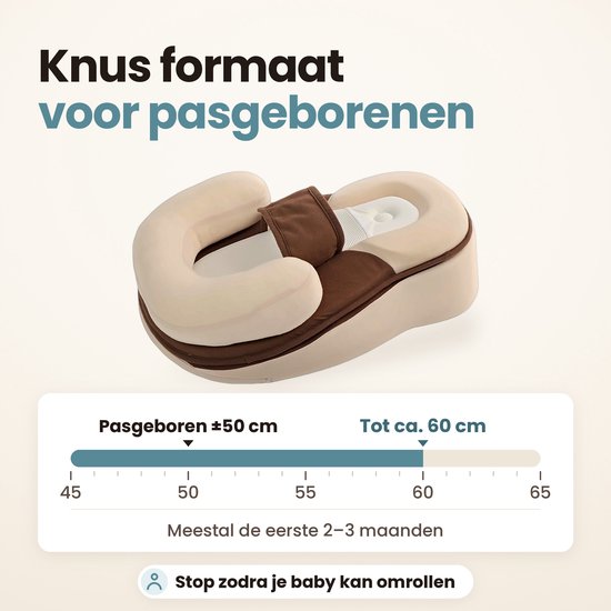 Babynestje met groeimeter voor pasgeborenen tot ca. 60 cm of 2-3 maanden. Niet gebruiken als baby kan omrollen.