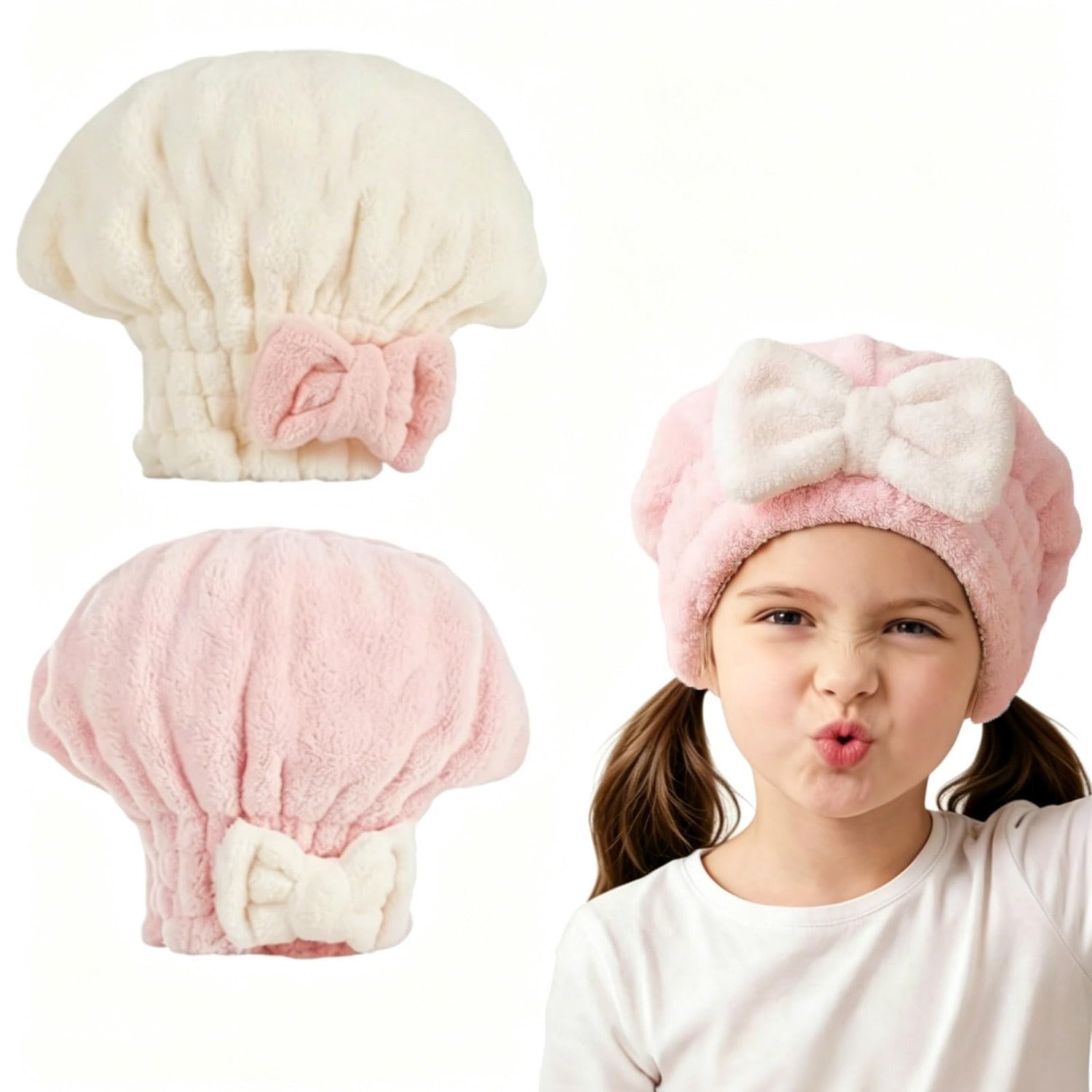 Set van 2 Microvezel Handdoeken voor Haar, Sneldrogend en Absorberend