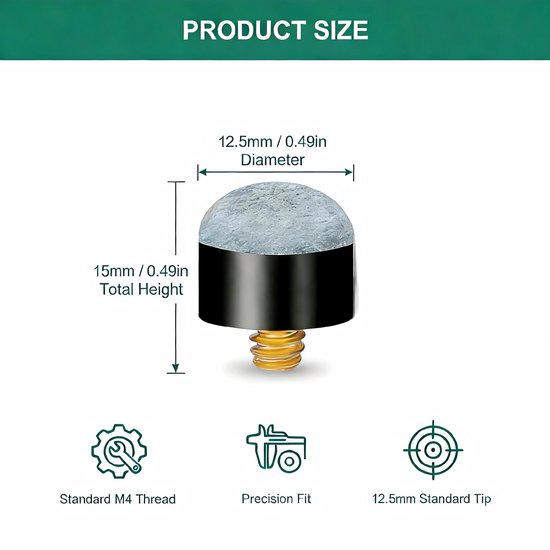 Set van 20 Vervangpunten voor Biljartkeu 12 mm met Schroef — afbeelding 5