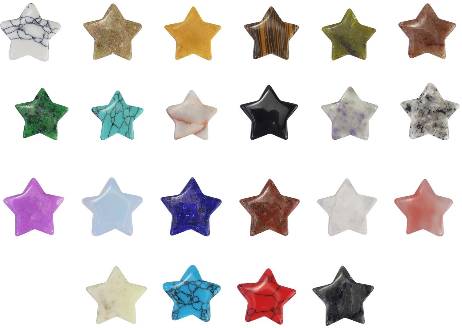 Geluksstenen 22 Stuks - Stervormige Natuurstenen - Gepolijste Kleurstenen - Decoratie Accessoires - Veelkleurig - Hoogwaardig Materiaal - Decoratiestenen