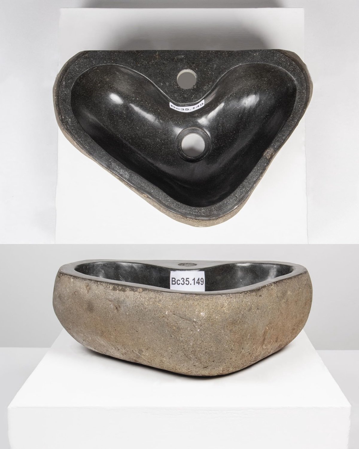 Vrijstaande Natuurstenen Wastafel - Rond 40 cm Grijs