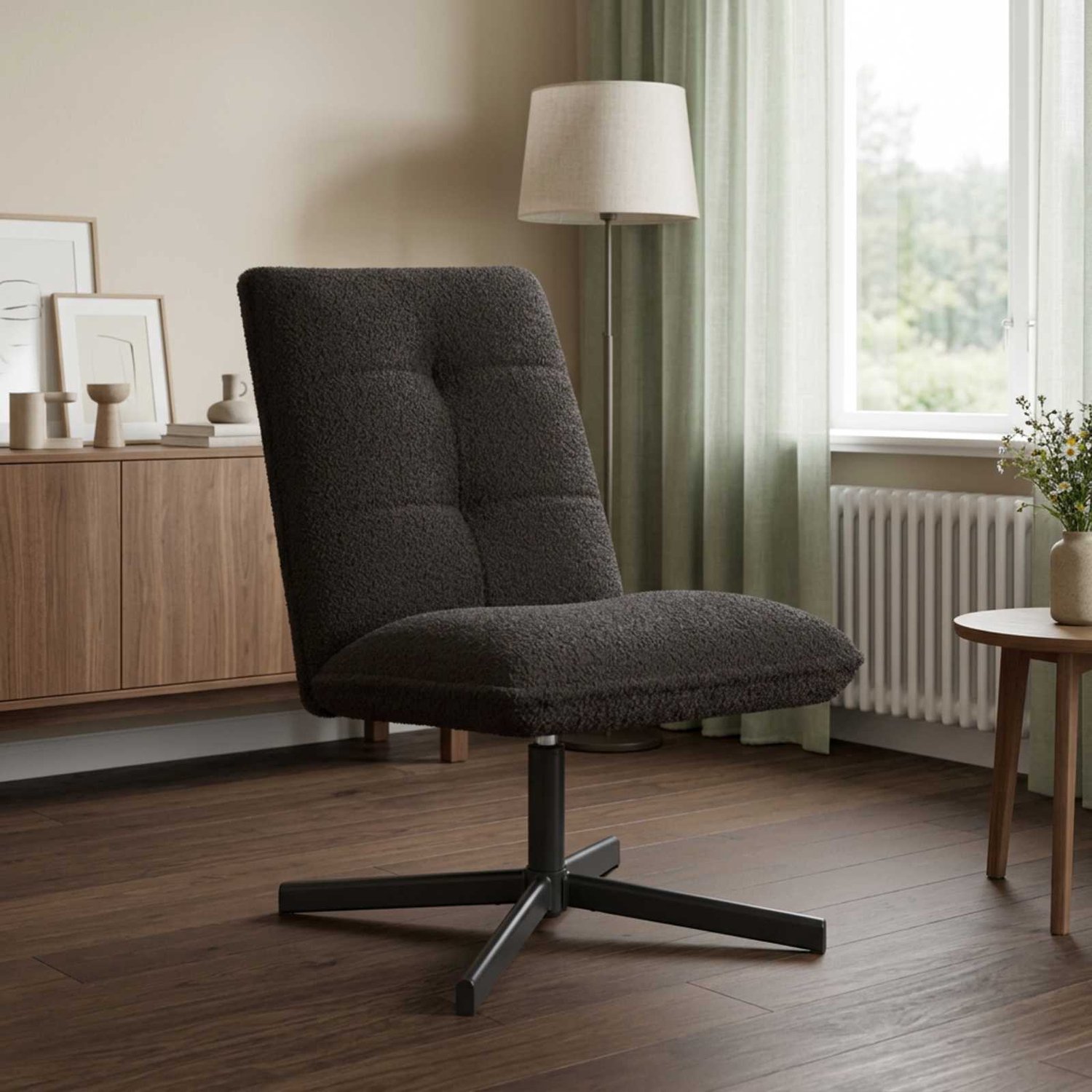 vidaXL Draaistoel - Zwart - Bouclé