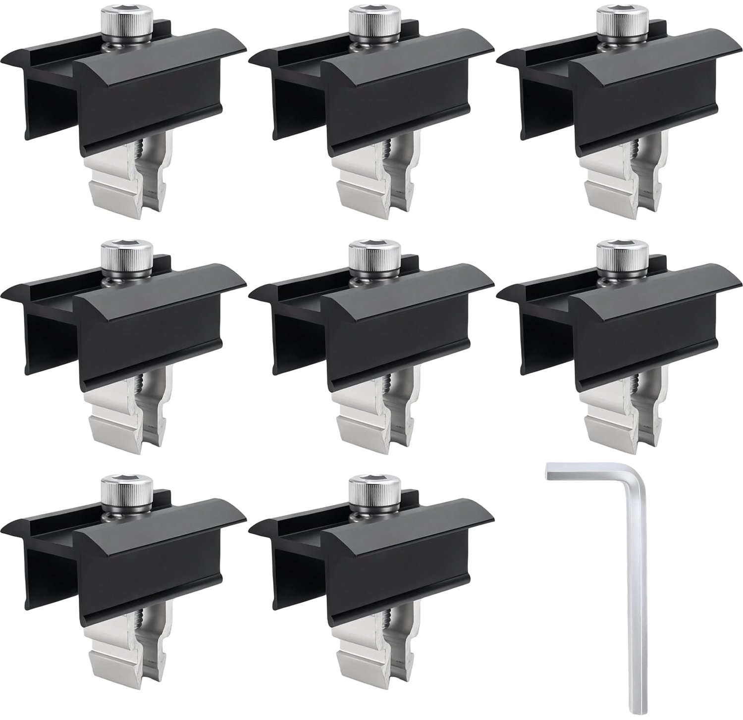 Aluminium Middenklemmen voor Zonnepanelen - 8 Stuks, 30-35mm