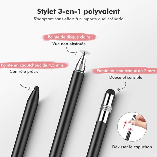 3-in-1 Stylus voor Tablets met 10 Vervangtips — afbeelding 5
