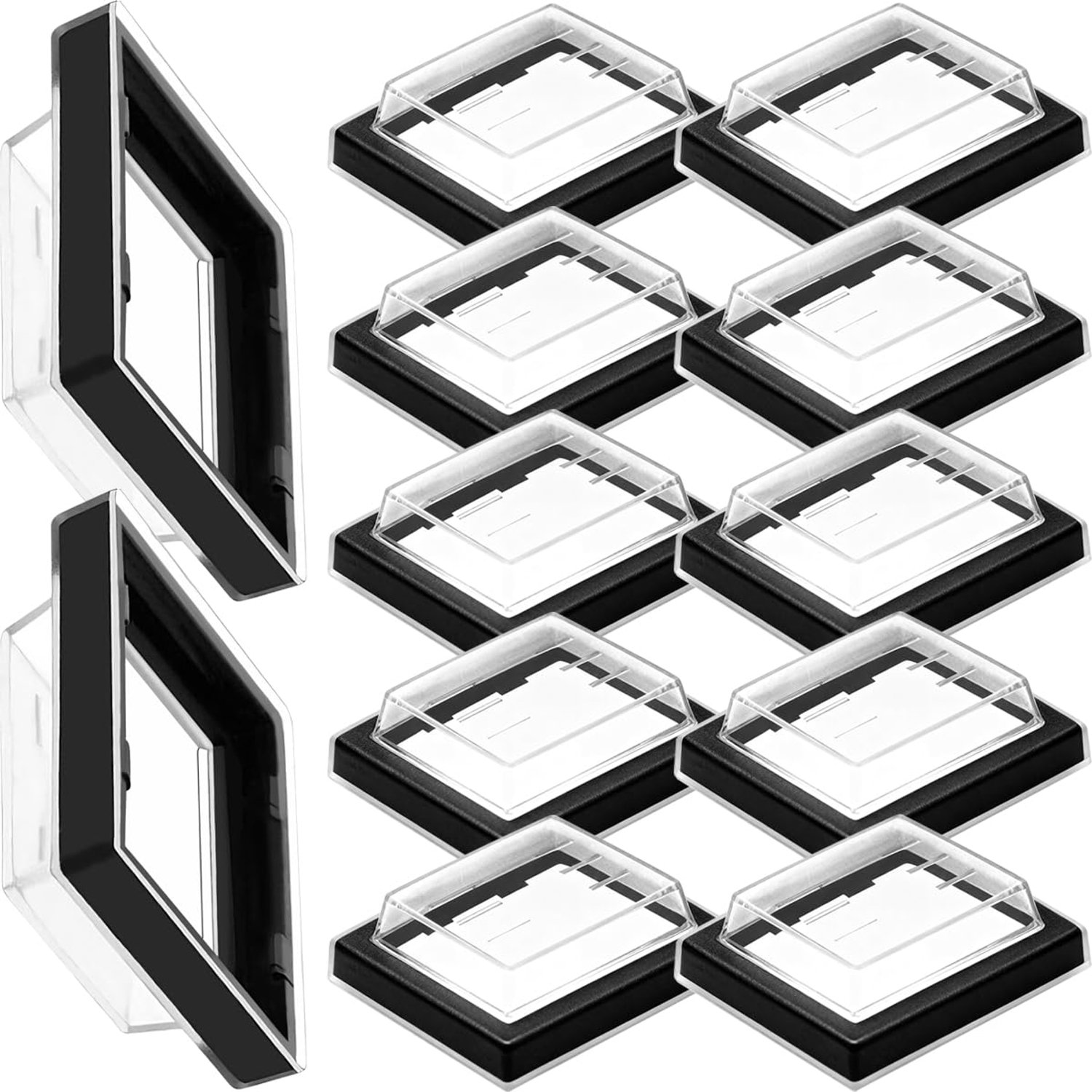 12 Stuks Waterdichte Schakelcover - Transparant en Vierkant
