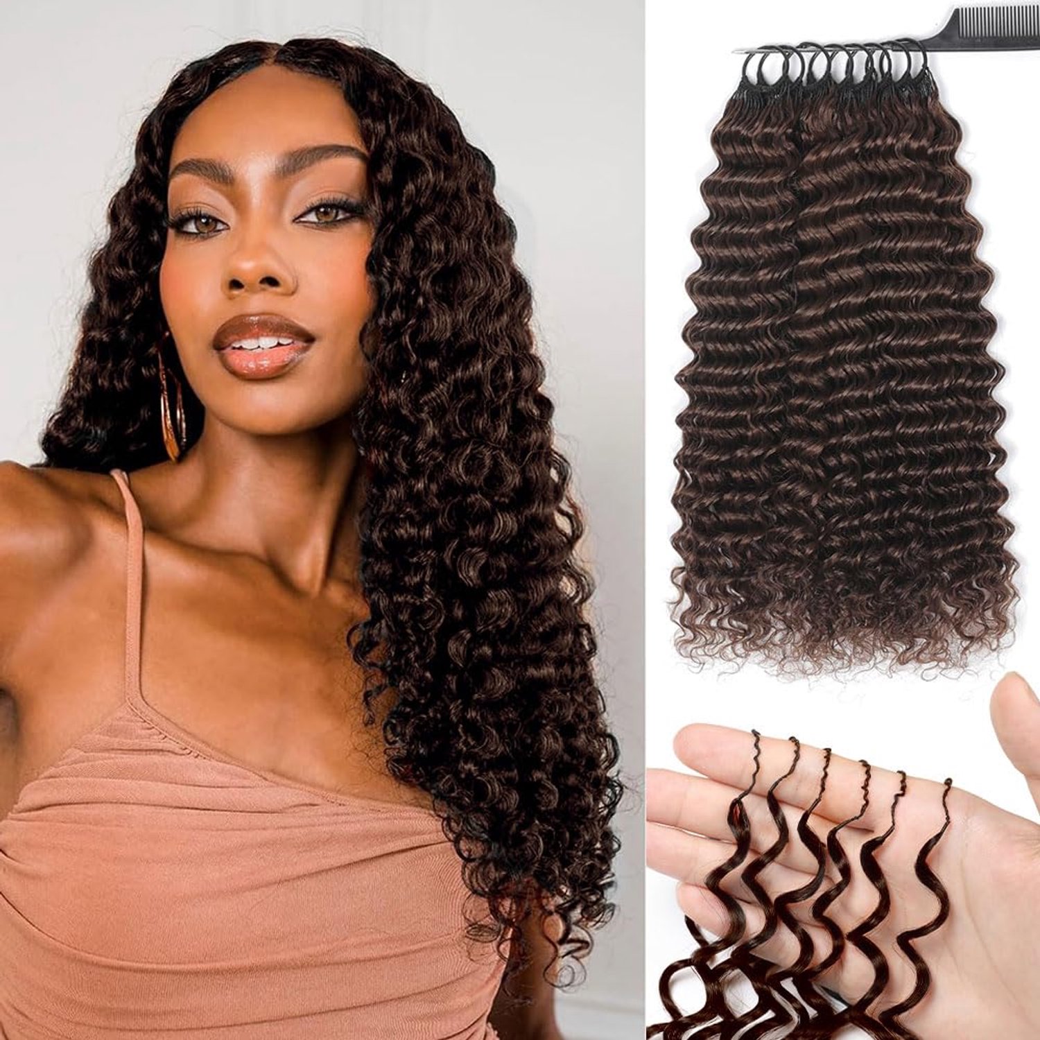 20 Zoll Deep Wave Bruin Haarkunst met 200g en 160pcs