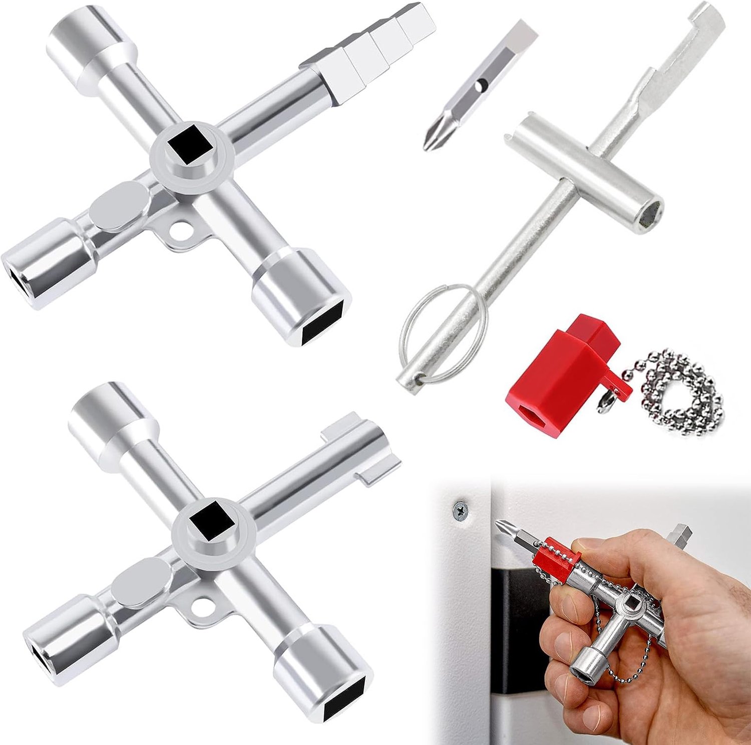Set van 3 Universele Kruiskopsleutels - Multifunctionele Sleutels voor Schakelkasten
