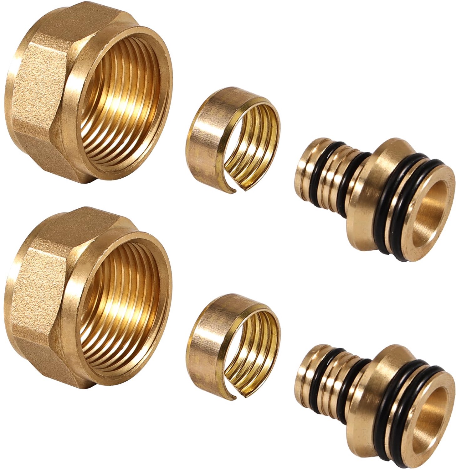 Klemschroefverbinding 20 x 2 mm - 3/4 inch Binnendraad - Euroconus - 2 Stuks - Hoogwaardig Messing - Corrosiebestendig - Fitting