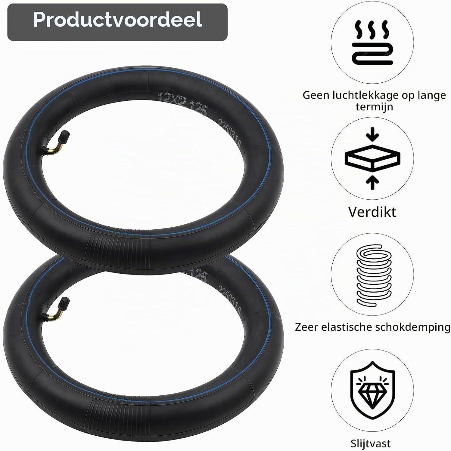 Pack van 2 12 Inch Binnenbanden voor Kinderwagens met Hoekventiel 45° Geschikt voor Kinderfietsen Driewielers en Balansfietsen