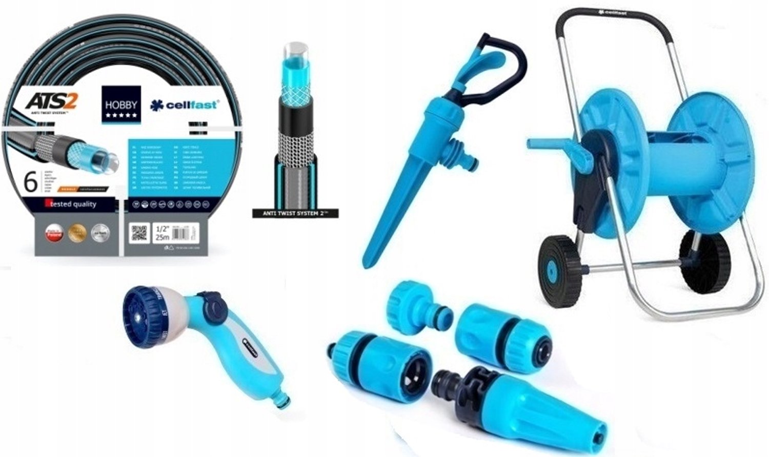Cellfast Hobby Tuinslang 50m Set met Kar, Sproeier & Koppelingen