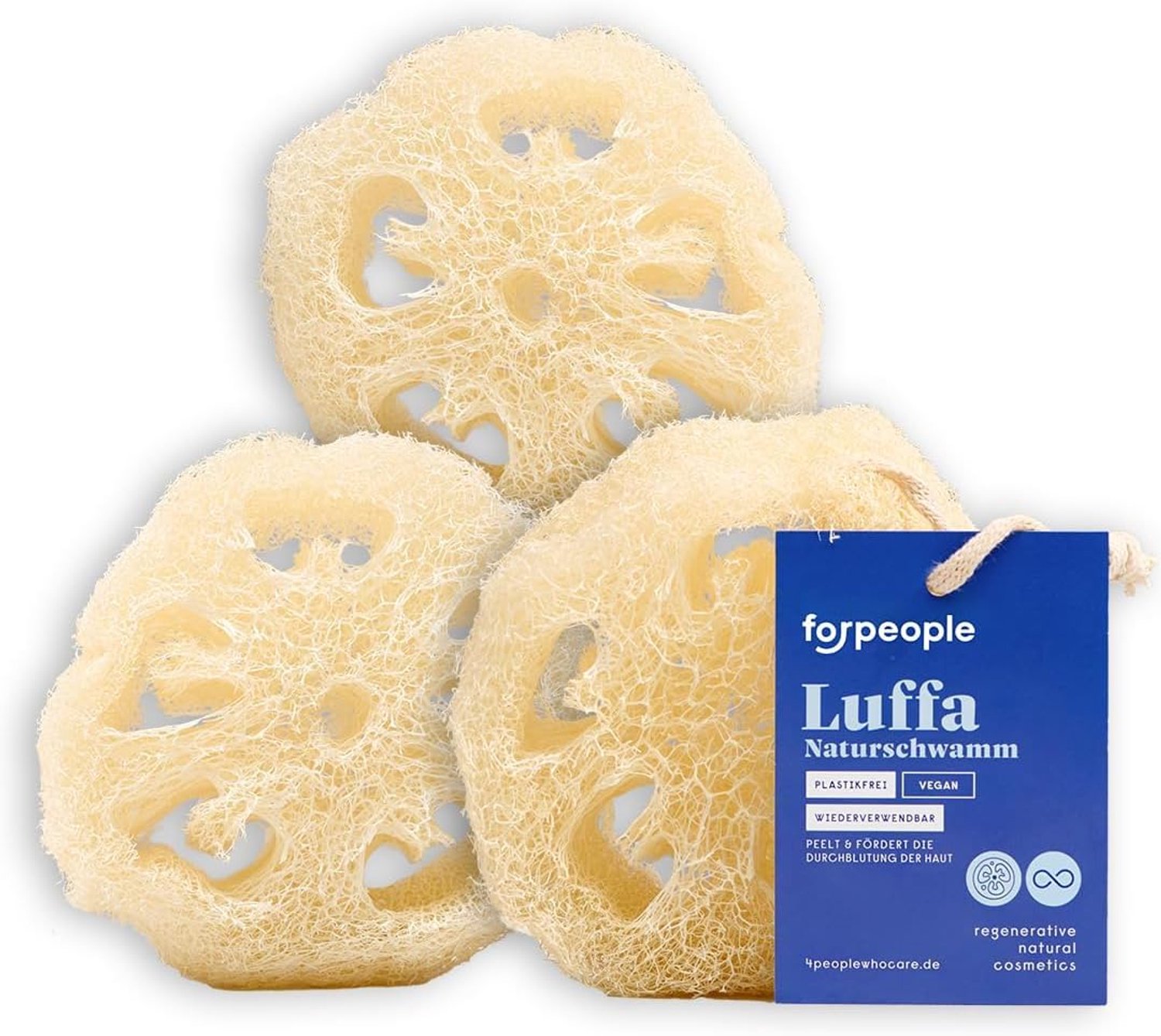 Forpeople Natural Sponge Loofah Set of 3 Body Scrubbing Sponge Made of 100% Natural Loofah Skin Peeling Sponge for - ShopVlot
