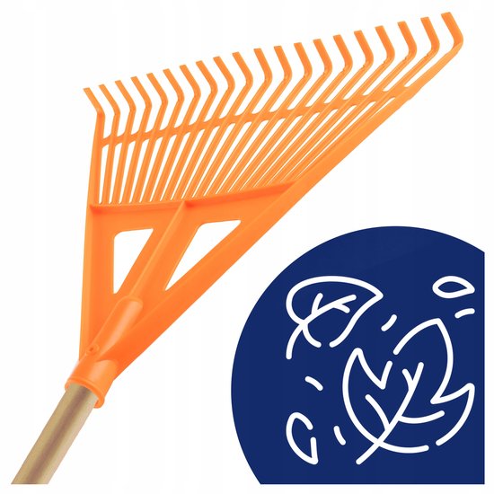 Tuinbladhark met steel - 20 tanden, kunststof kop, 150cm steel — afbeelding 3