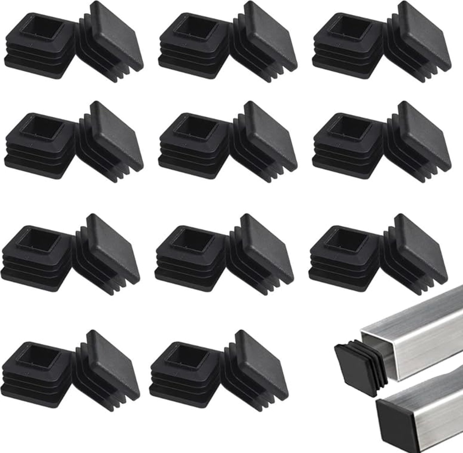 kunststof doppen 30 mm - vierkante buisdoppen - vloerbescherming - bescherming voor meubels - Luxento