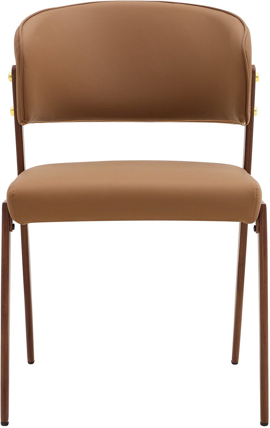 SONNENH Eetkamerstoelen set van 2 met gebogen rug - PU-kunstleer - bruine bekleding - bruine houtlook metalen poten Bruin / Bruine houtlook
