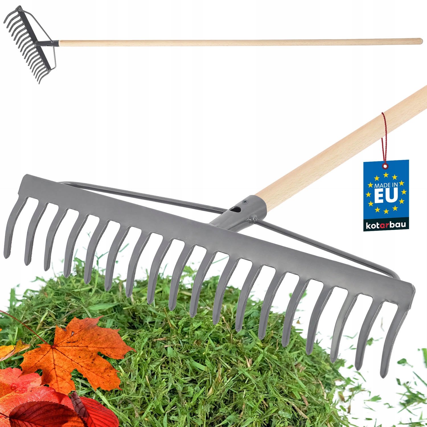 Metalen Tuingrabbers 18 Tanden 154cm Houten Steel