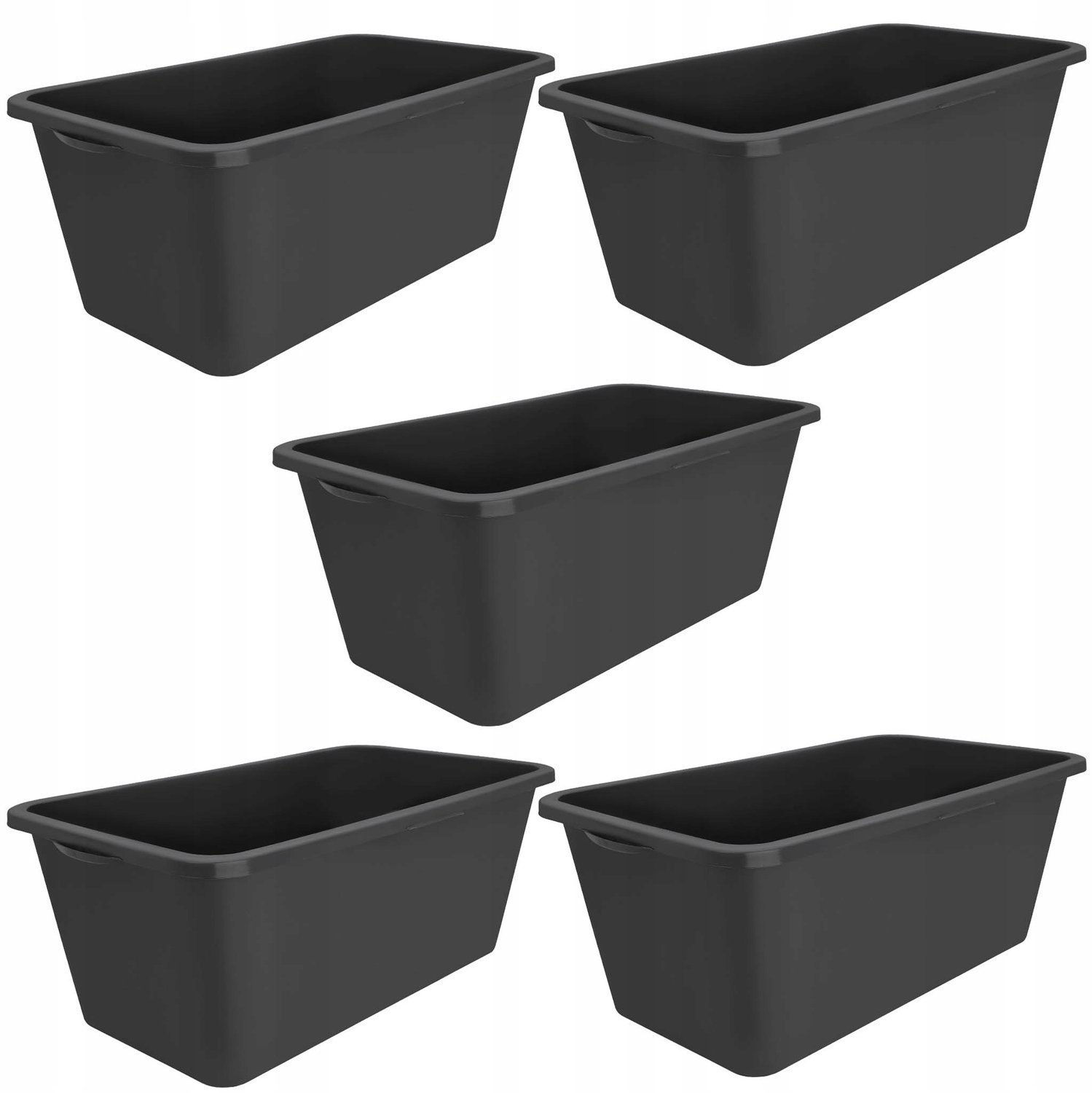 Bouwkuip 60L Zwart - Set van 5 Stuks