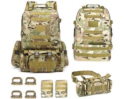 BODYGAD Militaire rugzak, 60L, 55x45x15cm, zwart, waterbestendig, Oxford-doek, tactisch, wandelen, fietsen, kamperen - ShopVlot