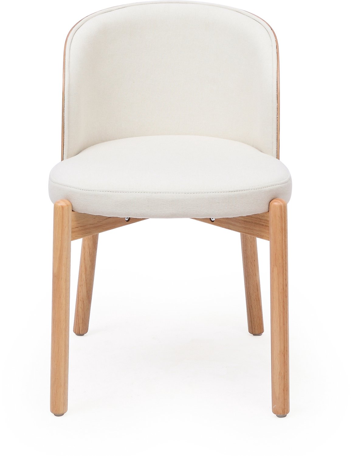 SONNENH Eetkamerstoelen set van 2 met houten frame, essenfineer op de rug en licht gestoffeerde zitting Naturel en lichtbeige