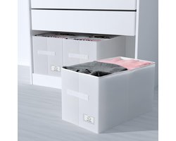 3pcs Large Wardrobe Storage Boxes for PAX 100x58cm, Foldable Fabric Wardrobe Organizer with Window, 55x13x31cm for Duvets, Bedding, Towels and Toys, W