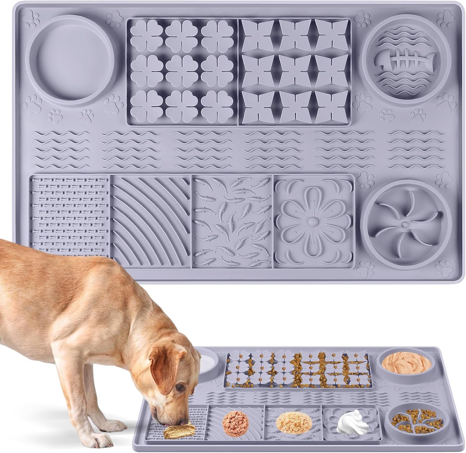 Lickmat voor honden 4-in-1 - Groot 81 x 50 cm - Grijs - Vermindert angst en stimuleert snuffelen - ShopVlot