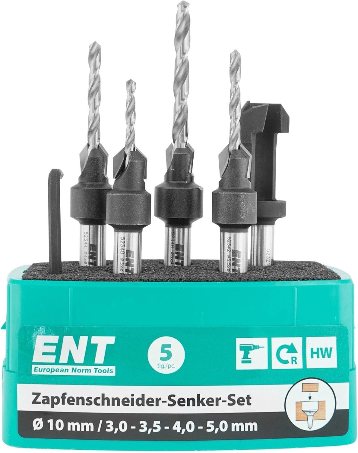 ENT 52480 Carbide lowering, Drill (D1) 3.0-3.5-4-5 mm, countersink (D) 10 mm, E 90°, pliers 19x10 mm - ShopVlot