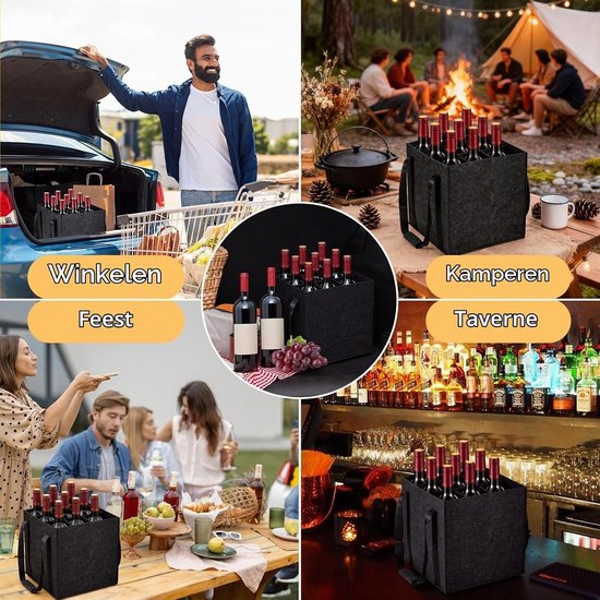 Flessentas met 9 vakken voor het veilig opbergen van flessen en accessoires — afbeelding 2