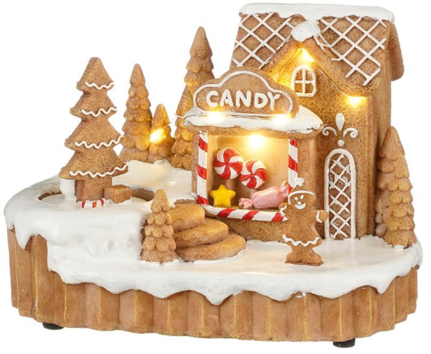 Wintertafereel peperkoek bruin b/o l19xb12,5xh14 cm Luville
