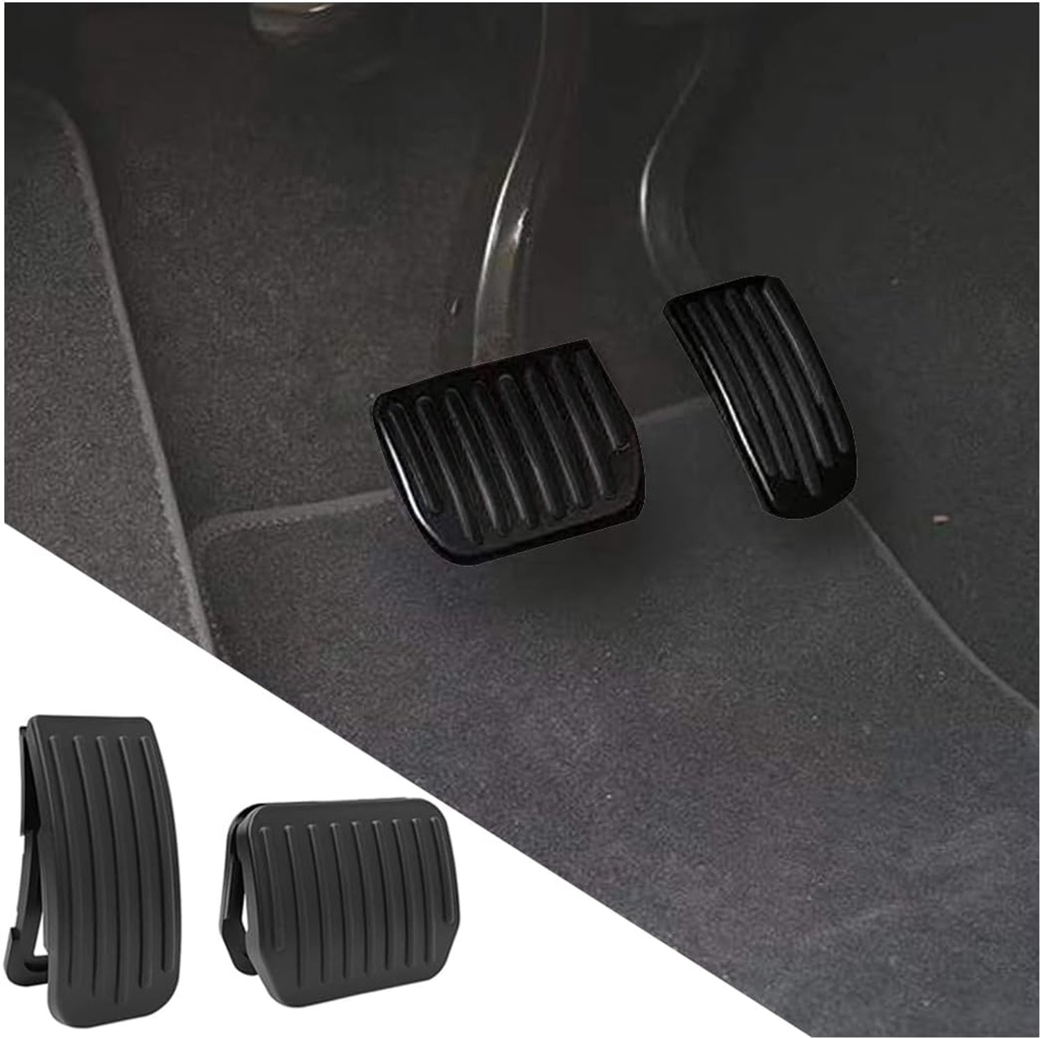 Dailygoods- Pedaal Covers - Duurzaam Aluminium - Antislip Voetpedaal Pads - Geschikt voor Auto - 2 Stuks - 11,5 x 5,5 cm / 10,2 x 7,5 cm - Hoogwaardig