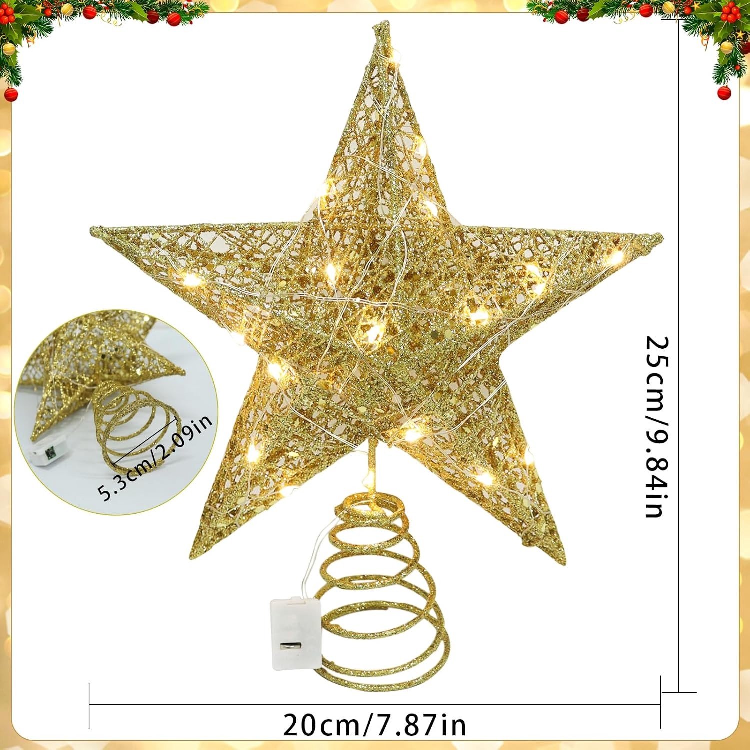 Glitterende Ster voor de Top van de Kerstboom - LED Decoratie voor Feestelijke Thuisversiering en Kerstsfeer – foto 5