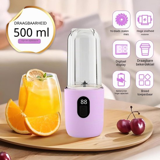 QEVA Elektrische Citruspers - Citruspers - Sinaasappelpers - Paars - 9cm x 9cm x 28cm van QEVA — afbeelding 2